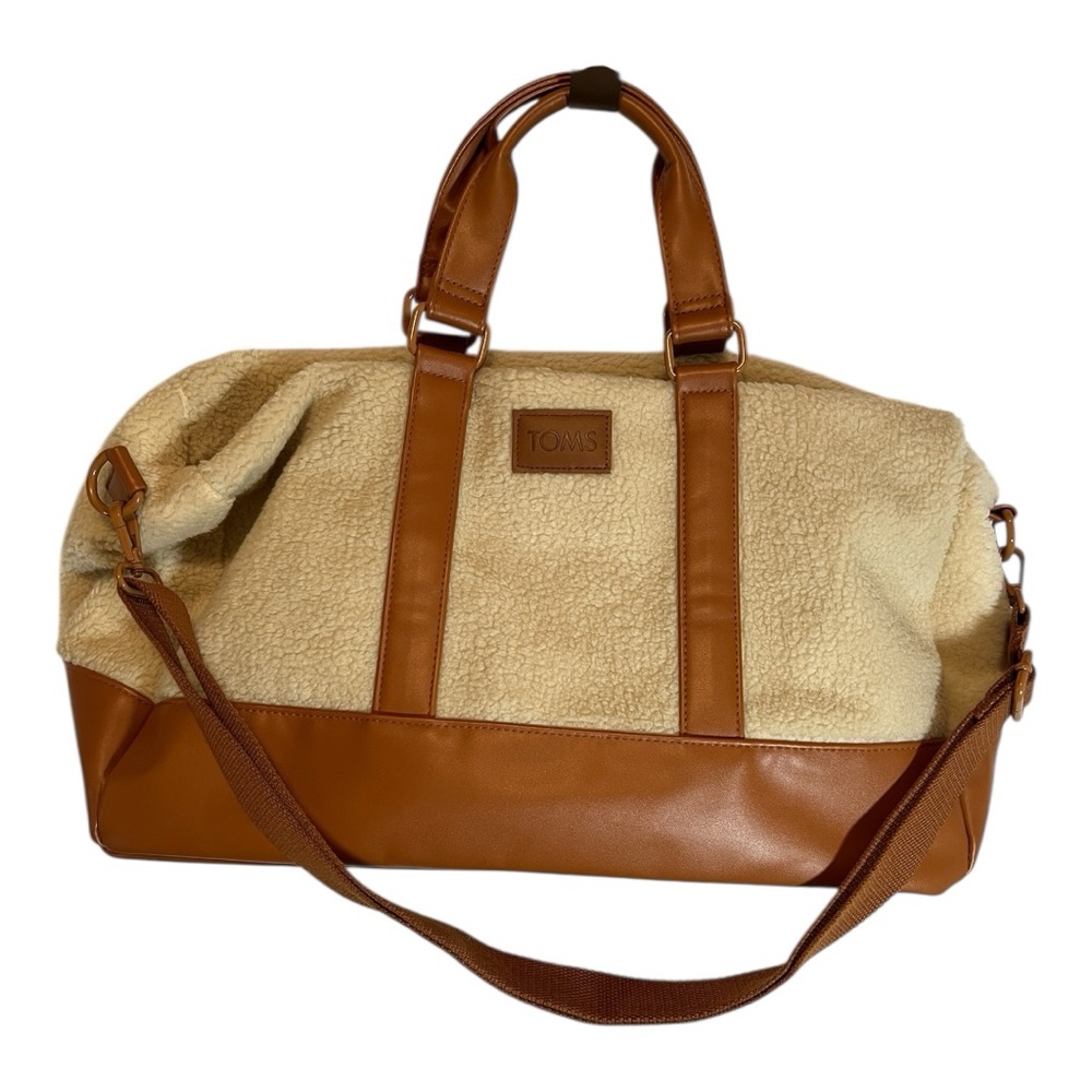 TOMS Ivory Sherpa Duffle Weekender Travel Bag Tote